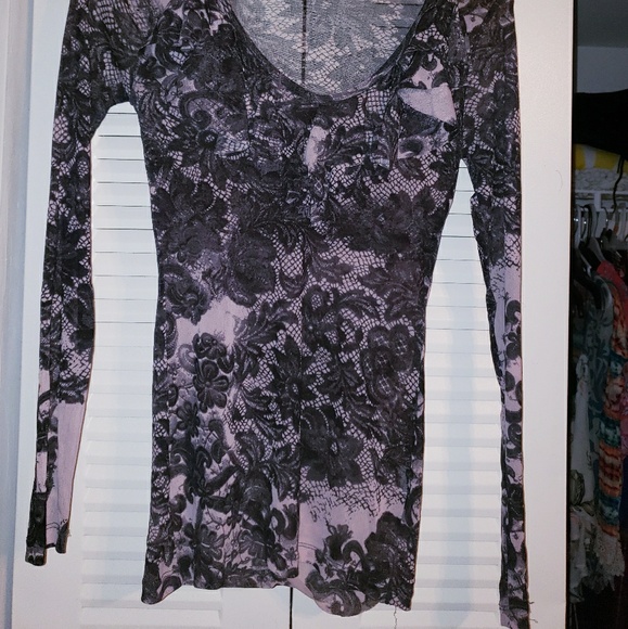 Karen Kane Mesh Long Sleeved Blouse - Picture 2 of 3